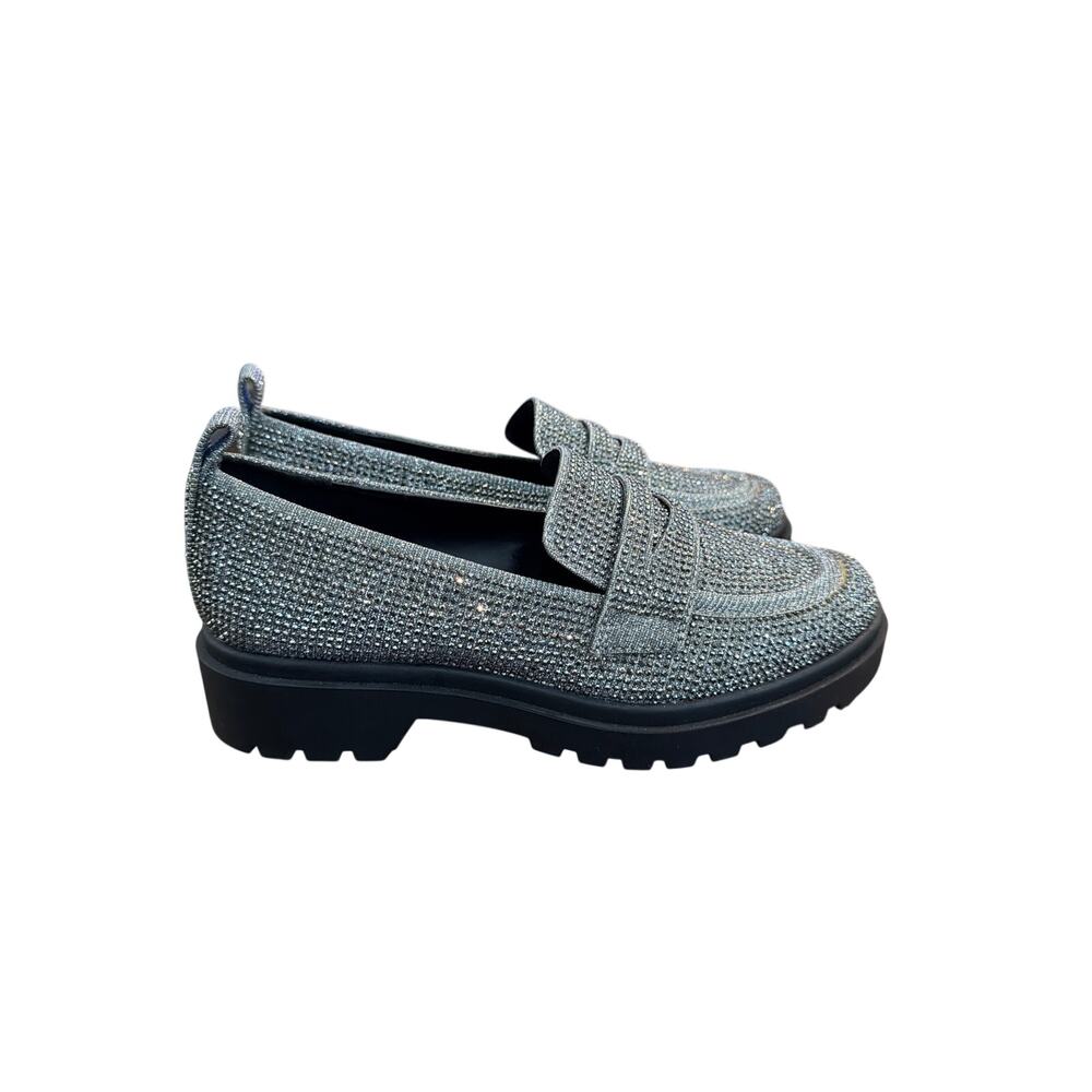 ⭐️ Women’s Mix No 6 Silver Sequin Loafers Size 6 Night Out Preppy Sparkly Dressy